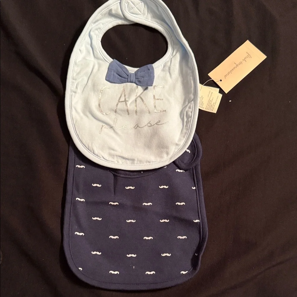 Blue and Navy Baby Bib Set
